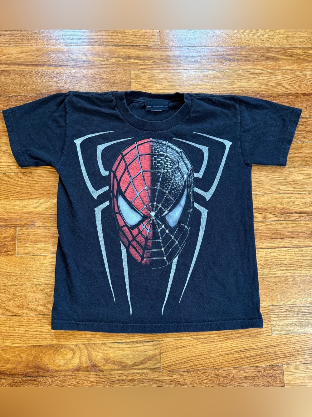 Spider Man 3 Vintage Black Suit Big Face Youth Boys XS Marvel T Shirt